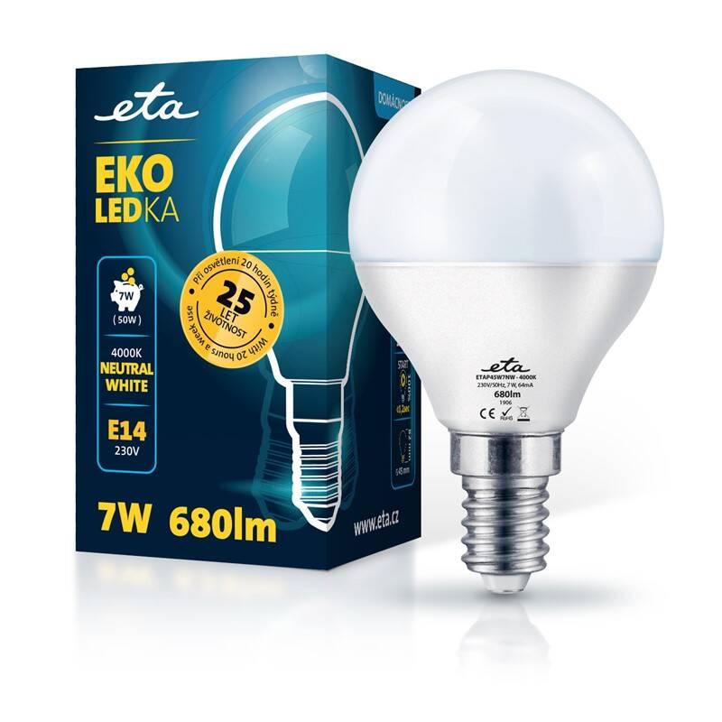 Žárovka LED ETA EKO LEDka mini globe 7W, E14, neutrální bílá, Žárovka, LED, ETA, EKO, LEDka, mini, globe, 7W, E14, neutrální, bílá