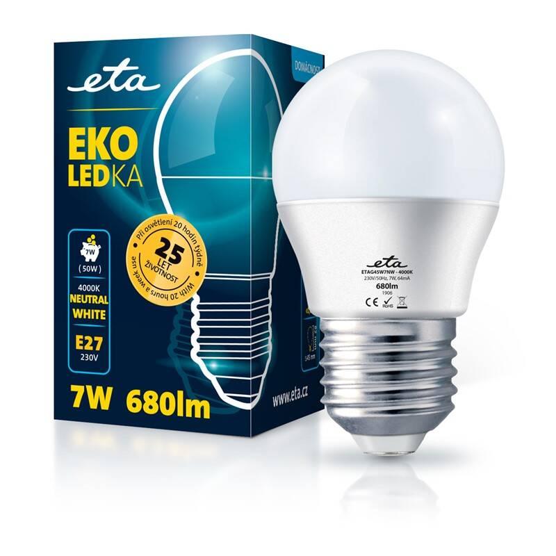 Žárovka LED ETA EKO LEDka mini globe 7W, E27, neutrální bílá, Žárovka, LED, ETA, EKO, LEDka, mini, globe, 7W, E27, neutrální, bílá