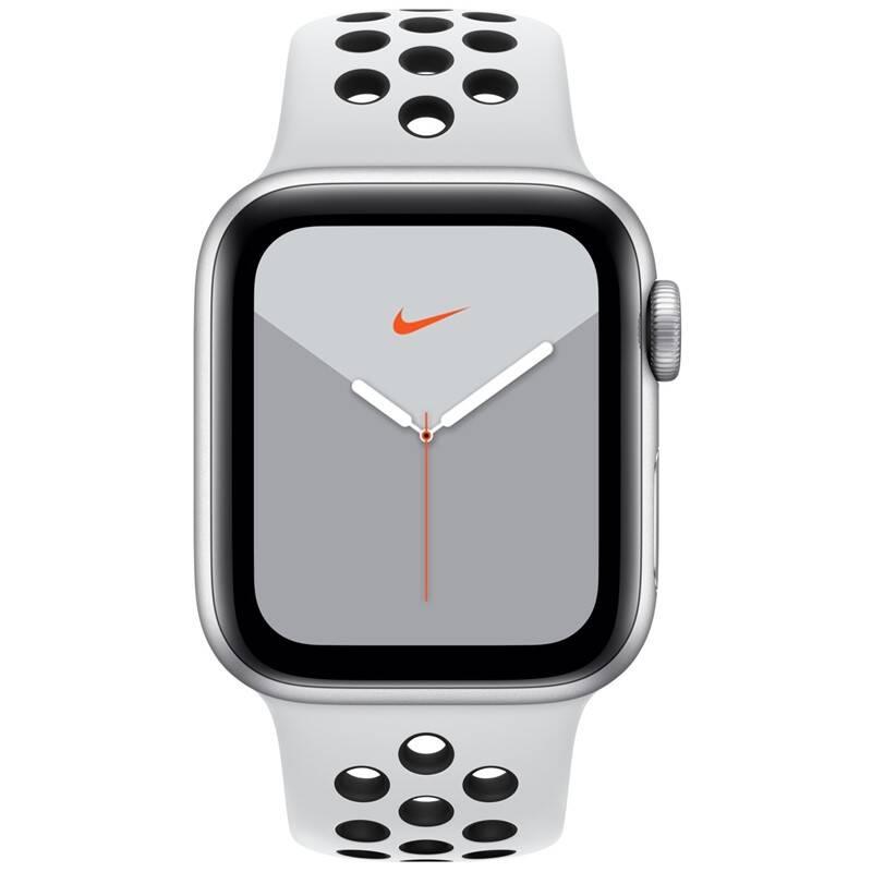 Chytré hodinky Apple Watch Nike Series 5 GPS 40mm pouzdro ze stříbrného hliníku - platinový černý sportovní řemínek Nike