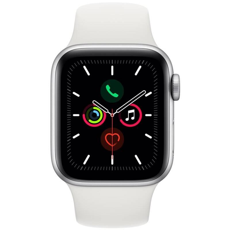 Chytré hodinky Apple Watch Series 5 GPS 40mm pouzdro ze stříbrného hliníku - bílý sportovní řemínek
