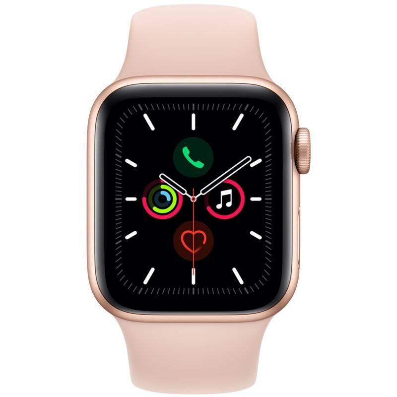 Chytré hodinky Apple Watch Series 5 GPS 40mm pouzdro ze zlatého hliníku - pískově růžový sportovní řemínek