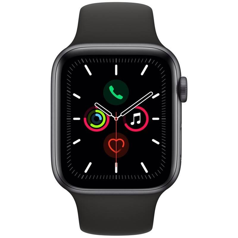 Chytré hodinky Apple Watch Series 5 GPS 44mm pouzdro z vesmírně šedého hliníku - černý sportovní řemínek SK