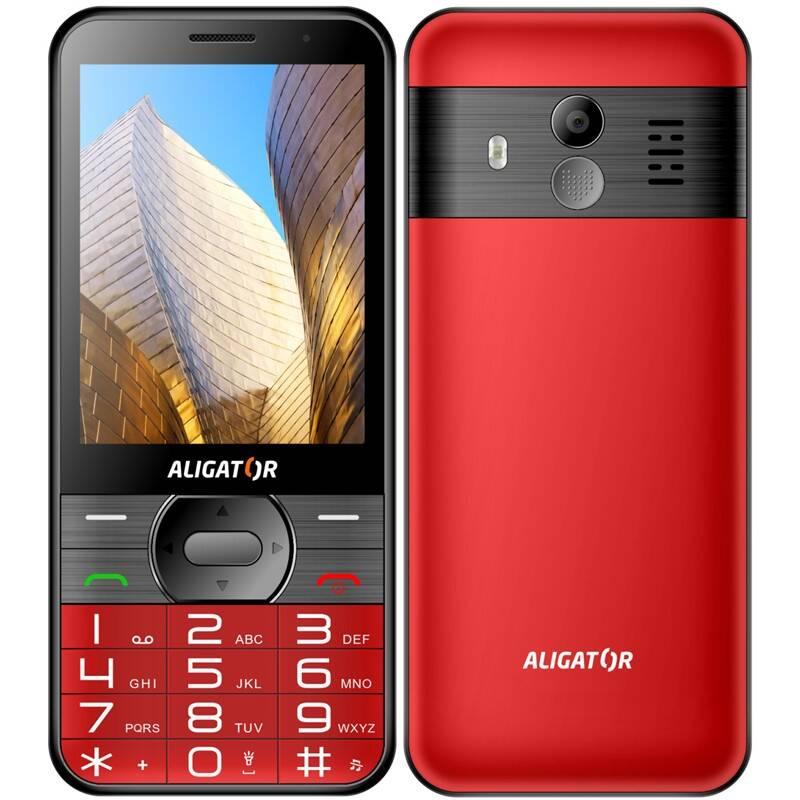 Mobilní telefon Aligator A900 Senior nabíjecí stojánek červený