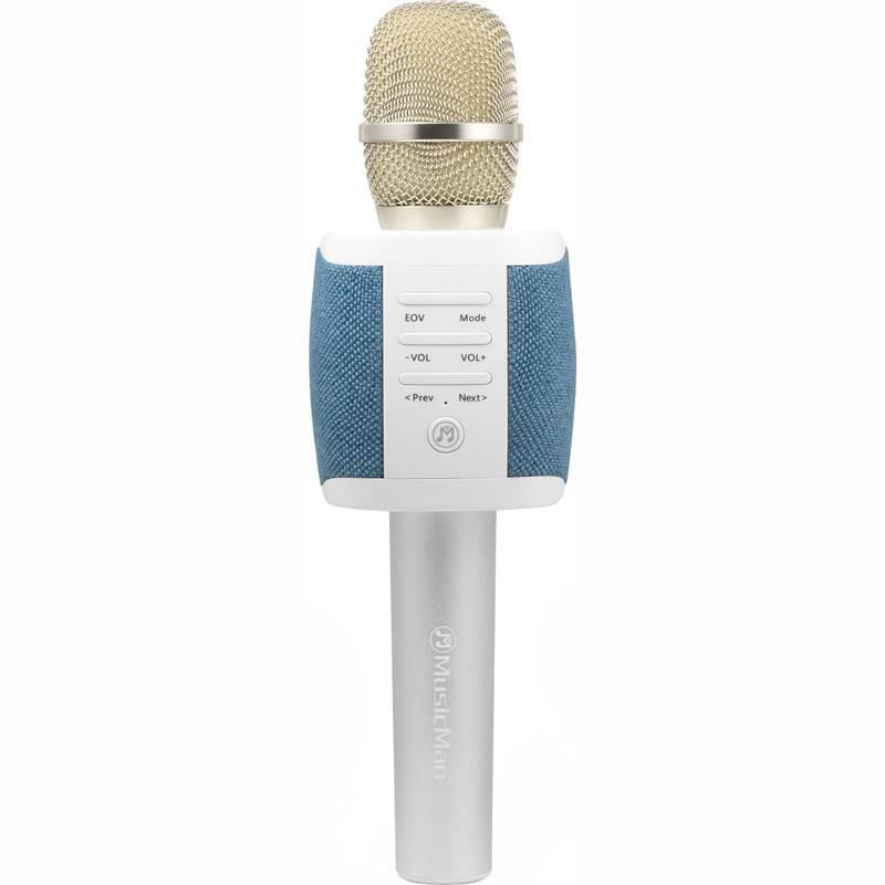 Přenosný reproduktor Technaxx FABRIC, karaoke mikrofon modrý