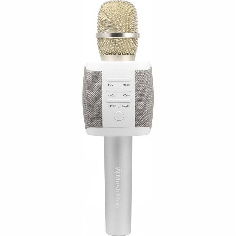 Přenosný reproduktor Technaxx FABRIC, karaoke mikrofon šedý