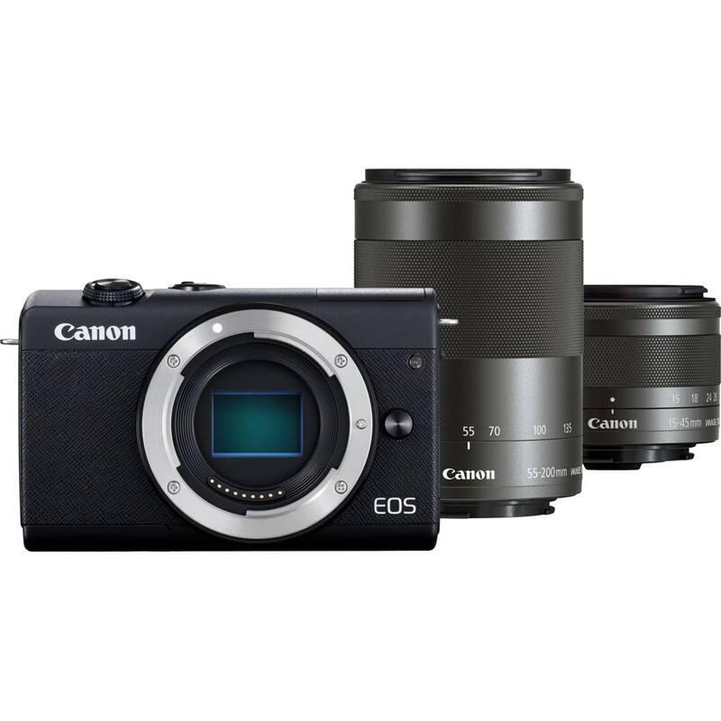 Digitální fotoaparát Canon EOS M200 EF-M 15-45 IS STM EF-M 55-200 IS STM černý, Digitální, fotoaparát, Canon, EOS, M200, EF-M, 15-45, IS, STM, EF-M, 55-200, IS, STM, černý