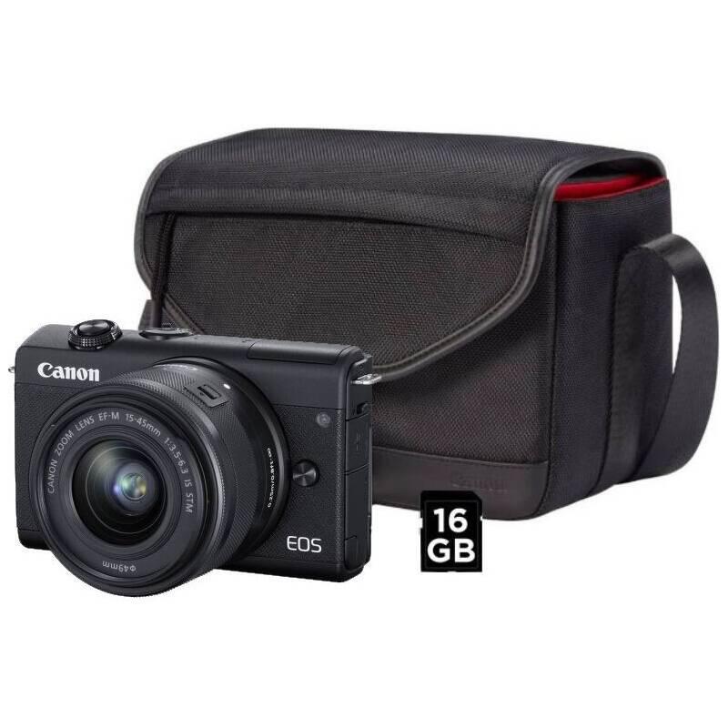 Digitální fotoaparát Canon EOS M200 EF-M 15-45 IS STM SB130 16 GB karta černý