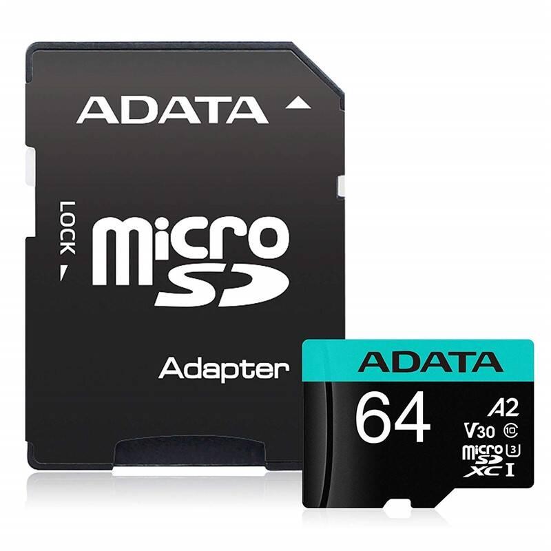 Paměťová karta ADATA Premier Pro MicroSDXC 64GB adaptér, Paměťová, karta, ADATA, Premier, Pro, MicroSDXC, 64GB, adaptér