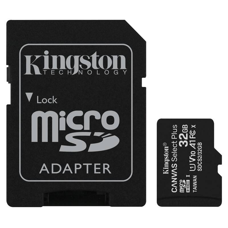 Paměťová karta Kingston Canvas Select Plus MicroSDHC 32GB UHS-I U1 adapter, Paměťová, karta, Kingston, Canvas, Select, Plus, MicroSDHC, 32GB, UHS-I, U1, adapter
