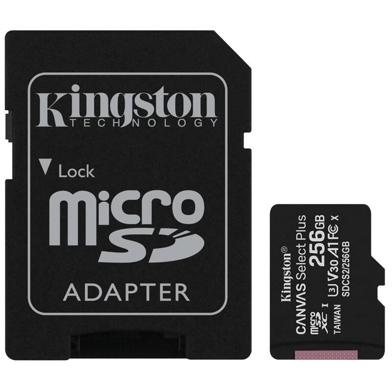 Paměťová karta Kingston Canvas Select Plus MicroSDXC 256GB UHS-I U1 adapter, Paměťová, karta, Kingston, Canvas, Select, Plus, MicroSDXC, 256GB, UHS-I, U1, adapter
