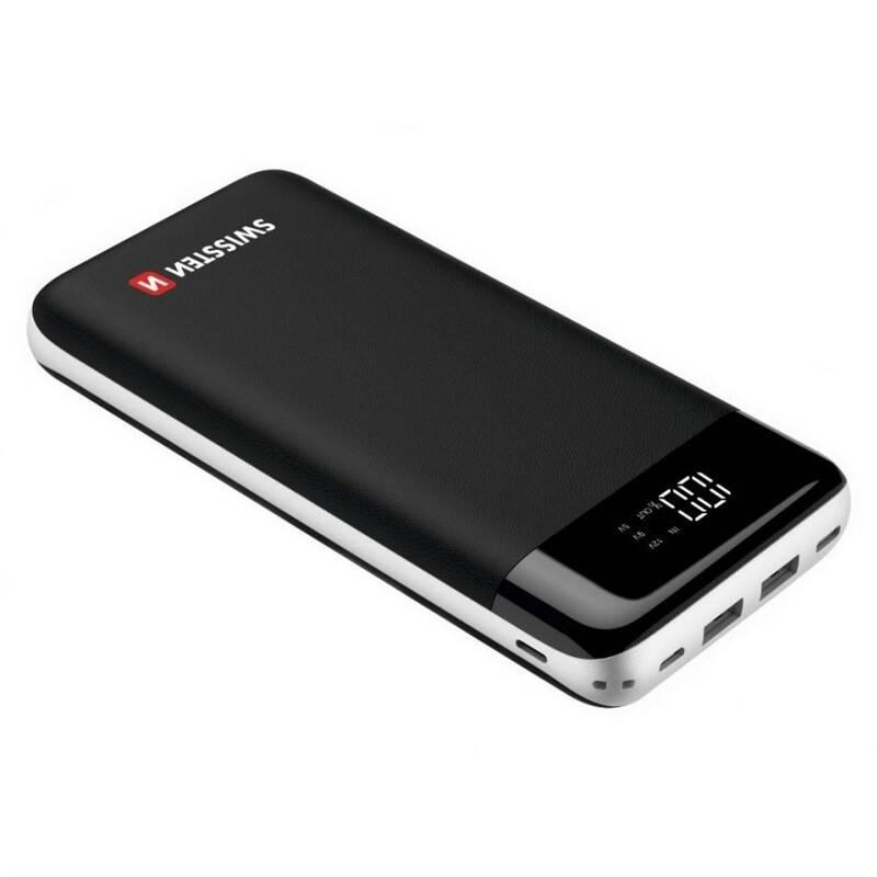Powerbank Swissten Black Core 30000mAh, Micro USB USB-C PD Lightning, QC 3.0 černá