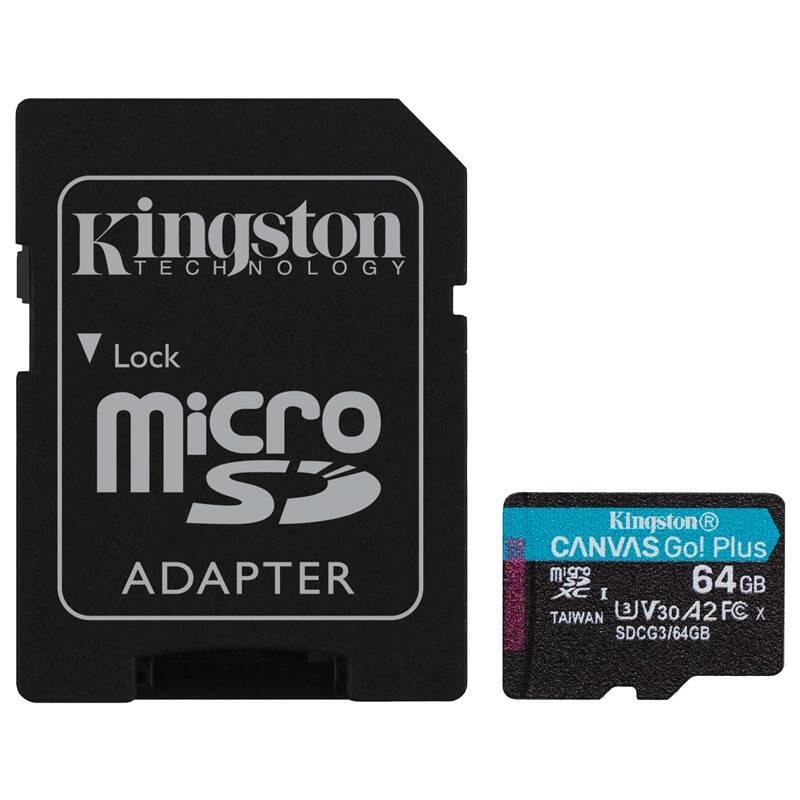 Paměťová karta Kingston Canvas Go! Plus MicroSDXC 64GB UHS-I U3 adaptér