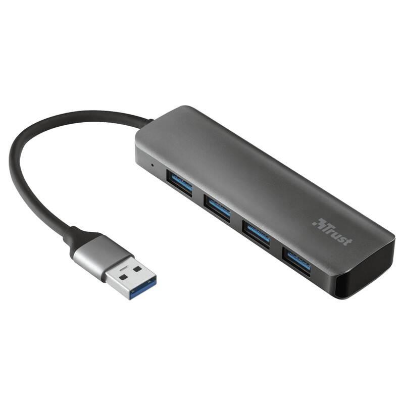 USB Hub Trust Halyx USB 4x USB 3.2 stříbrný