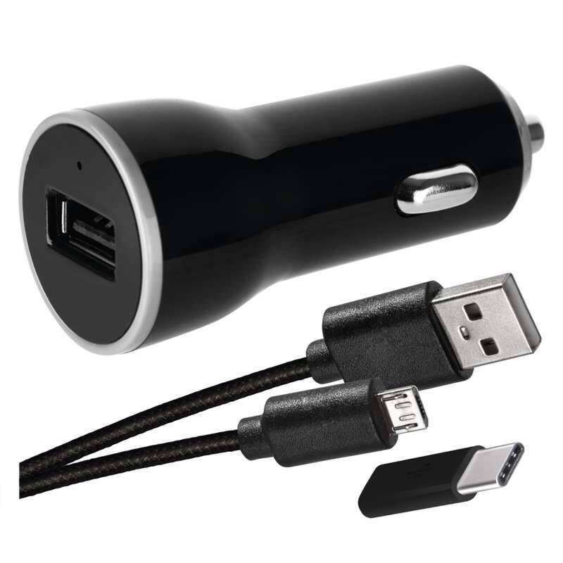 Adaptér do auta EMOS 1x USB, Micro USB kabel, USB-C redukce, 1m černý, Adaptér, do, auta, EMOS, 1x, USB, Micro, USB, kabel, USB-C, redukce, 1m, černý