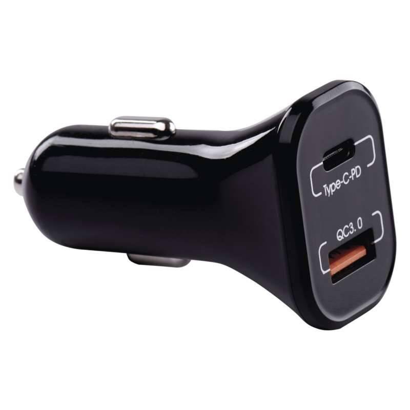 Adaptér do auta EMOS USB QC 3.0, USB-C PD, 1,5–3,0A max. černý