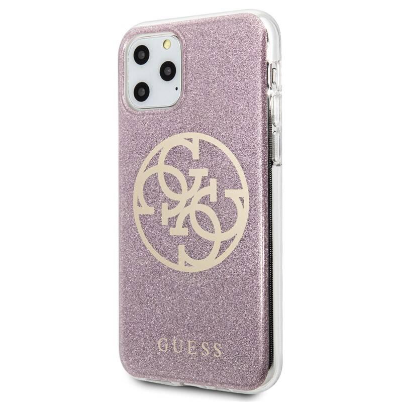 Kryt na mobil Guess 4G Glitter Circle pro iPhone 11 Pro růžový