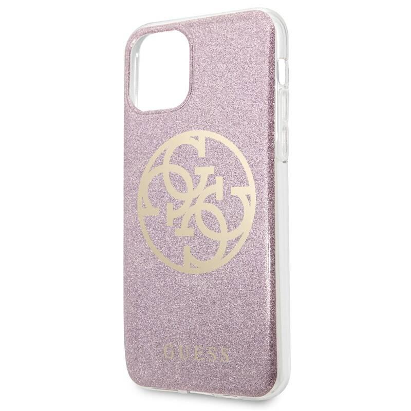 Kryt na mobil Guess 4G Glitter Circle pro iPhone 11 růžový