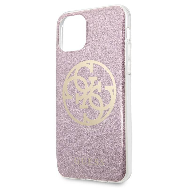 Kryt na mobil Guess 4G Glitter Circle pro iPhone 11 růžový