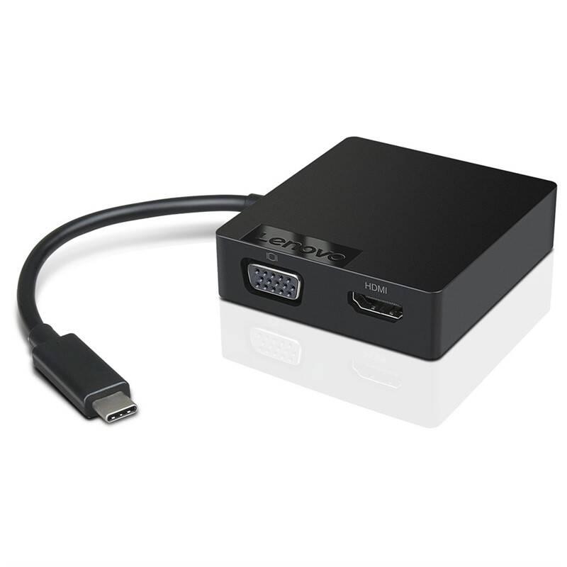 USB Hub Lenovo USB-C HDMI, VGA, RJ45, USB 3,0 černý