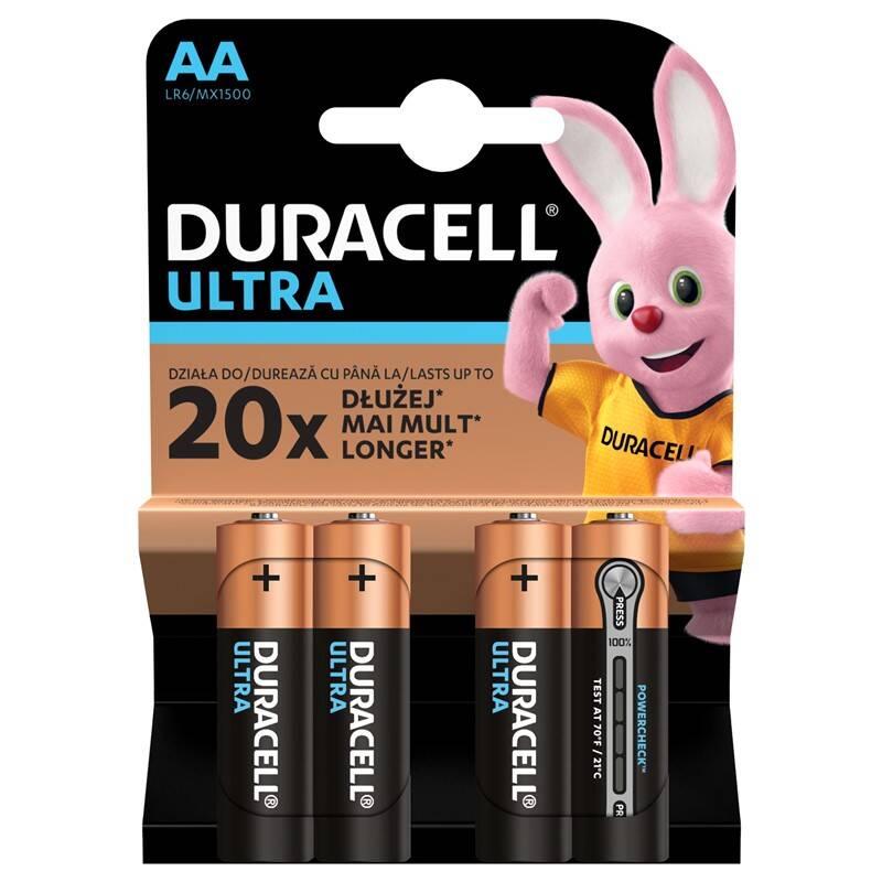 Baterie alkalická Duracell Ultra AA, LR06, blistr 4ks