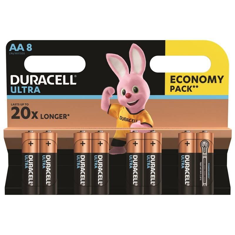 Baterie alkalická Duracell Ultra AA, LR06, blistr 8ks