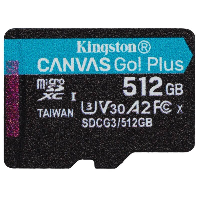 Paměťová karta Kingston Canvas Go! Plus MicroSDXC 512GB UHS-I U3, Paměťová, karta, Kingston, Canvas, Go!, Plus, MicroSDXC, 512GB, UHS-I, U3