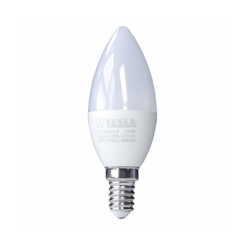 Žárovka LED Tesla svíčka, 6W, E14, studená bílá