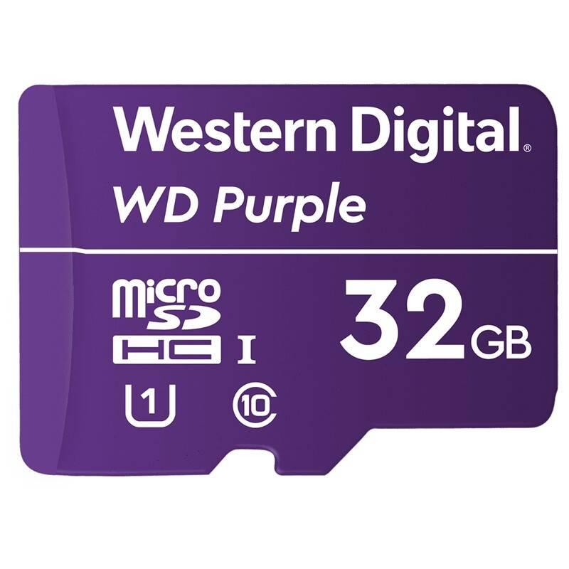 Paměťová karta Western Digital Purple microSDHC 32GB UHS-I U1, Paměťová, karta, Western, Digital, Purple, microSDHC, 32GB, UHS-I, U1