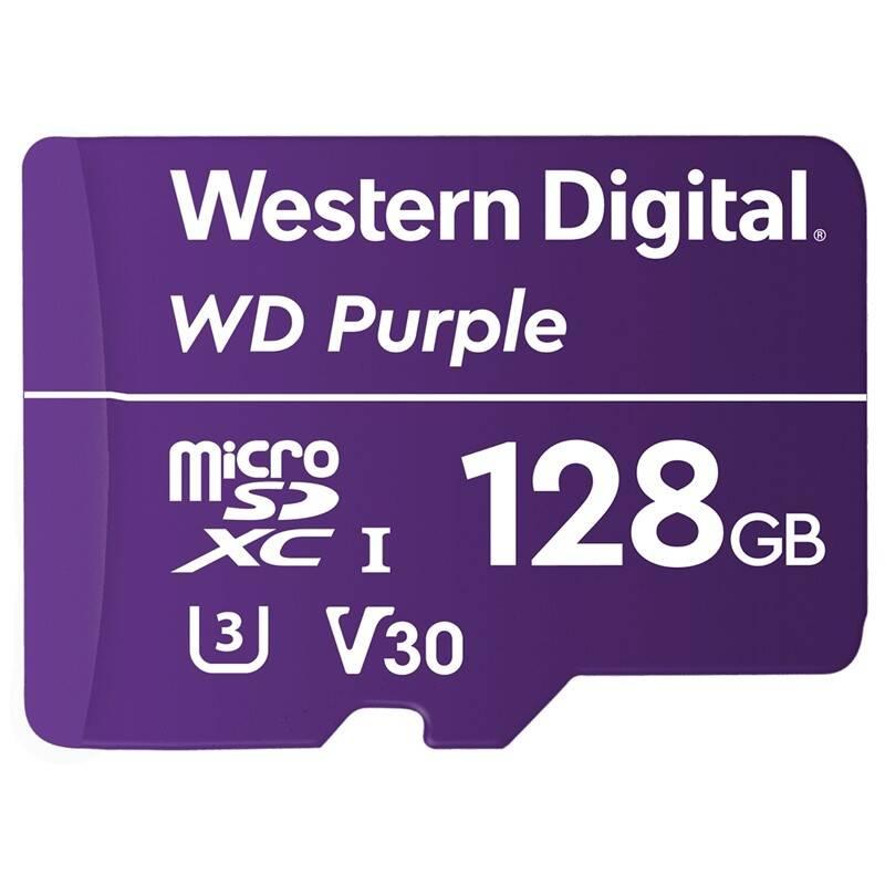 Paměťová karta Western Digital Purple microSDXC 128GB UHS-3 U3 V30, Paměťová, karta, Western, Digital, Purple, microSDXC, 128GB, UHS-3, U3, V30