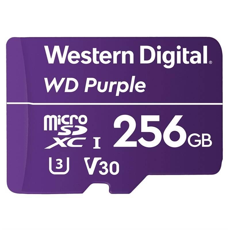 Paměťová karta Western Digital Purple microSDXC 256GB UHS-3 U3 V30, Paměťová, karta, Western, Digital, Purple, microSDXC, 256GB, UHS-3, U3, V30