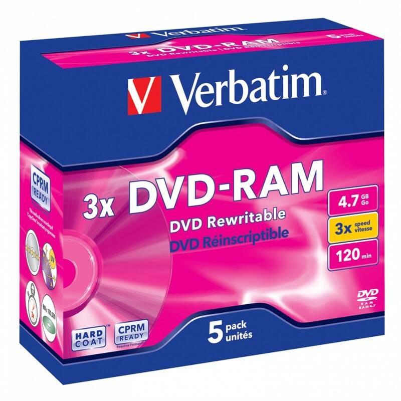Disk Verbatim DVD-RAM 4,7GB 3x jewel box, 5ks, Disk, Verbatim, DVD-RAM, 4,7GB, 3x, jewel, box, 5ks