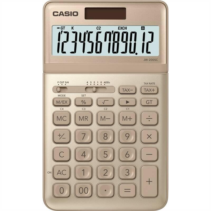 Kalkulačka Casio JW 200 SC GD zlatá, Kalkulačka, Casio, JW, 200, SC, GD, zlatá