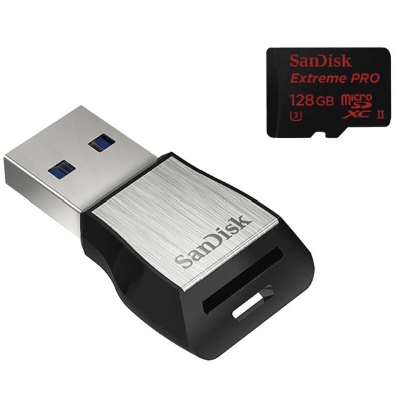 Paměťová karta Sandisk Micro SDXC Extreme Pro 128GB USB 3.0 čtečka, Paměťová, karta, Sandisk, Micro, SDXC, Extreme, Pro, 128GB, USB, 3.0, čtečka