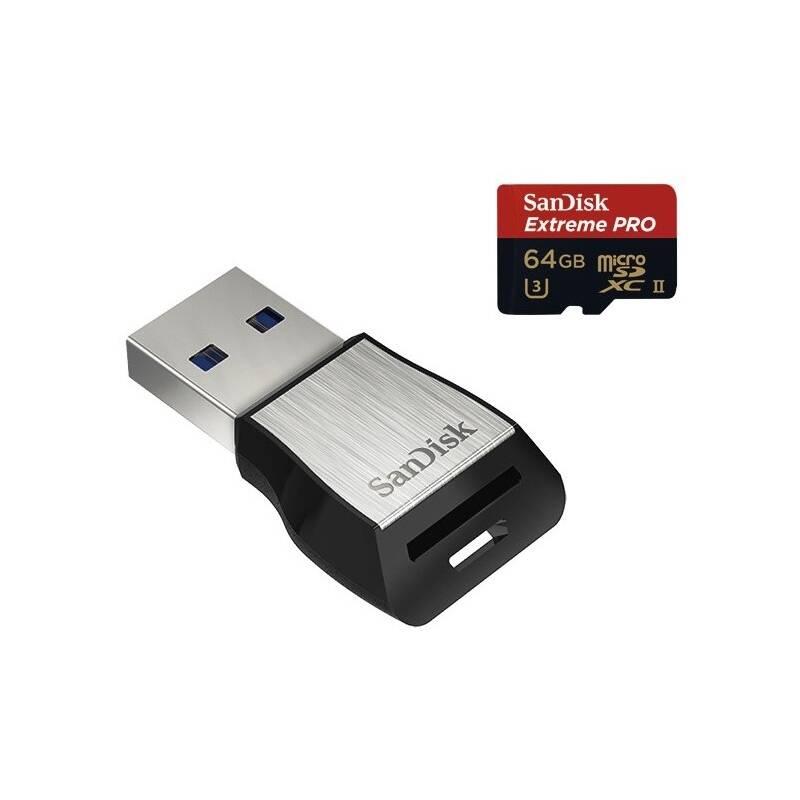 Paměťová karta Sandisk Micro SDXC Extreme Pro 64GB USB 3.0 čtečka, Paměťová, karta, Sandisk, Micro, SDXC, Extreme, Pro, 64GB, USB, 3.0, čtečka