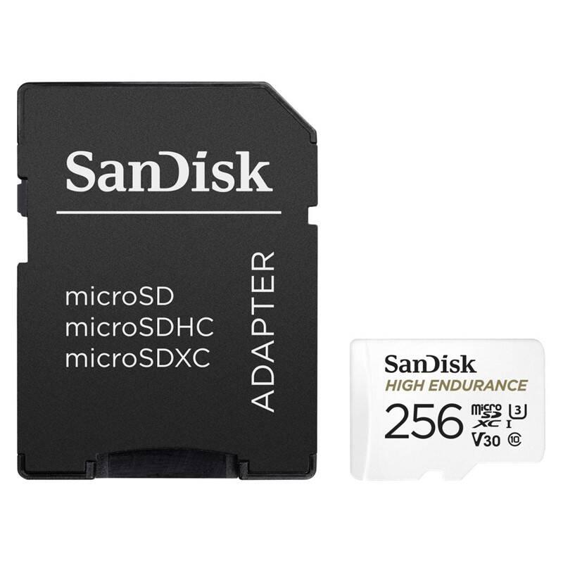 Paměťová karta Sandisk microSDHC High Endurance Video 256 GB adaptér, Paměťová, karta, Sandisk, microSDHC, High, Endurance, Video, 256, GB, adaptér