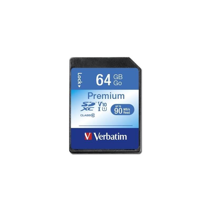 Paměťová karta Verbatim Premium SDXC 64GB UHS-I V10 U1, Paměťová, karta, Verbatim, Premium, SDXC, 64GB, UHS-I, V10, U1