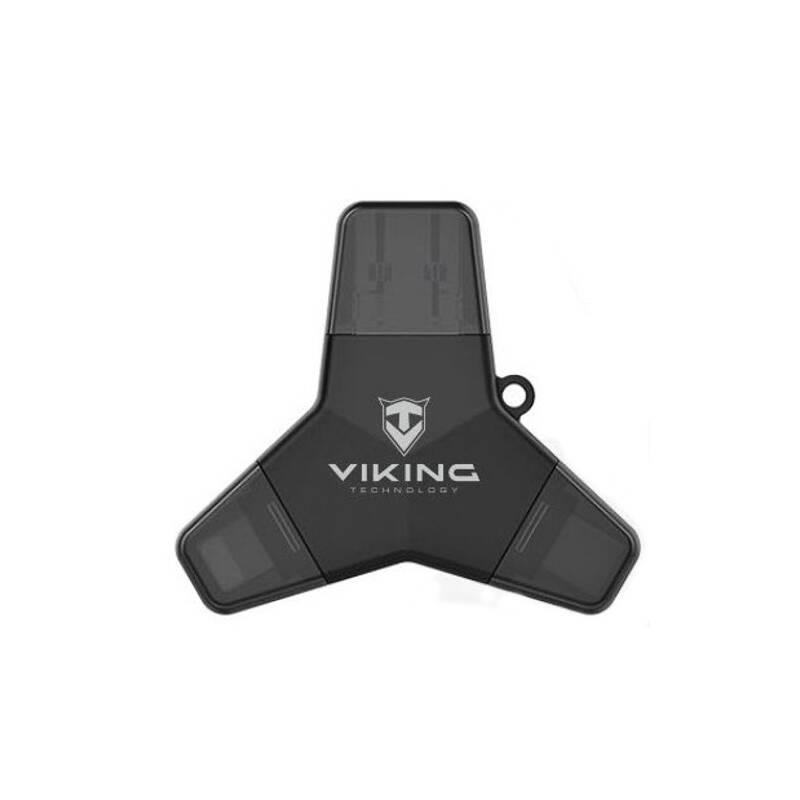 USB Flash Viking 128GB, USB USB-C Micro USB Lightning černý