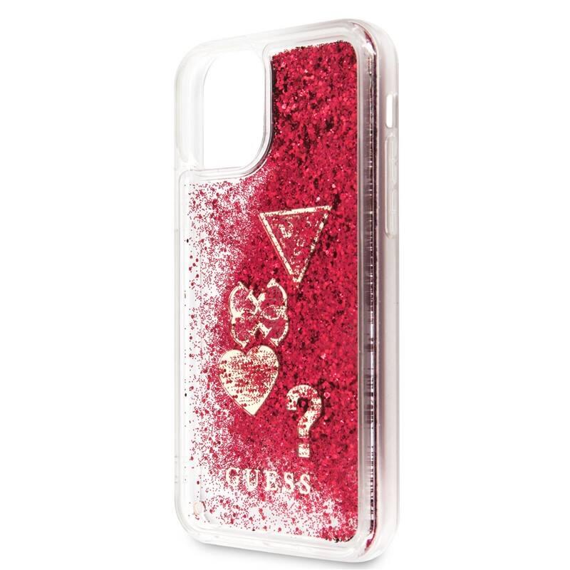 Kryt na mobil Guess Glitter Hearts na Apple iPhone 11 červený