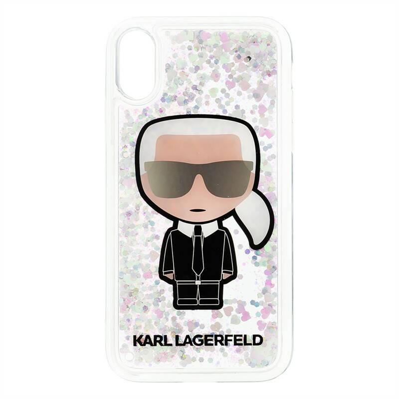 Kryt na mobil Karl Lagerfeld Iconic Liquid Glitter na Apple iPhone XR průhledný