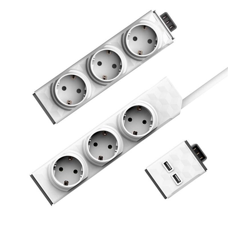 Kabel prodlužovací Powercube PowerStrip Modular Switch 1,5 m Zásuvkový modul USB modul bílý