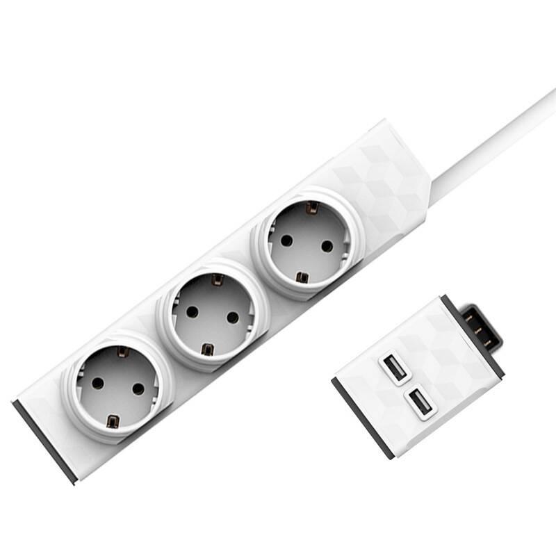 Kabel prodlužovací Powercube PowerStrip Modular Switch 1,5m USB modul bílý