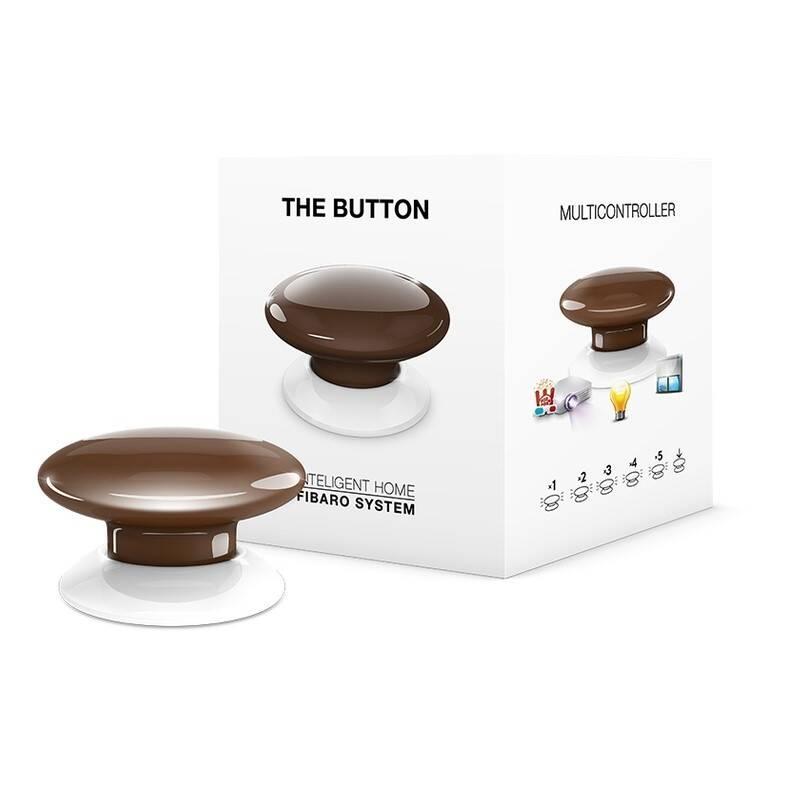 Tlačítko Fibaro Button, Z-Wave Plus hnědé, Tlačítko, Fibaro, Button, Z-Wave, Plus, hnědé