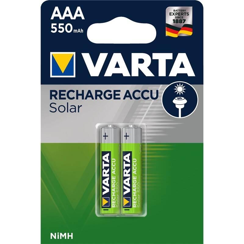 Baterie nabíjecí Varta Solar, HR03, AAA, 550mAh, Ni-MH, blistr 2ks