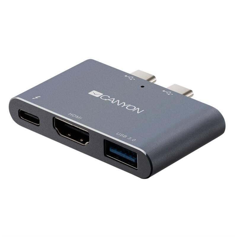 Dokovací stanice Canyon 2xUSB-C Thunderbolt 3, HDMI 4K, USB 3.0, pro MacBook