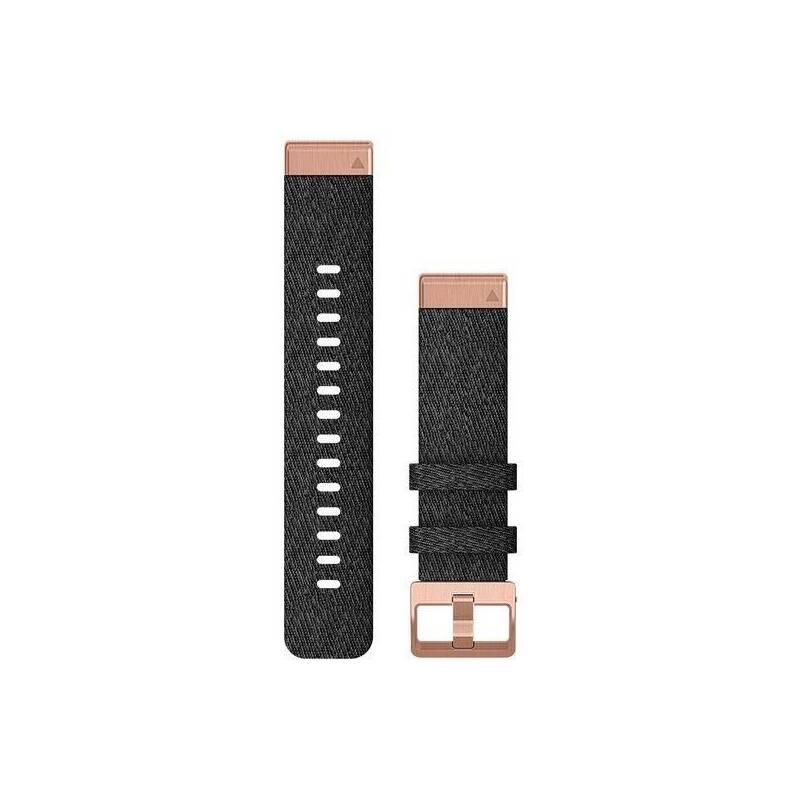 Řemínek Garmin QuickFit 20mm pro Fenix5S 6S, nylonový, černý, růžovozlatá přezka