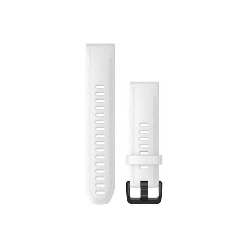 Řemínek Garmin QuickFit 20mm pro Fenix5S 6S, silikonový, bílý, černá přezka