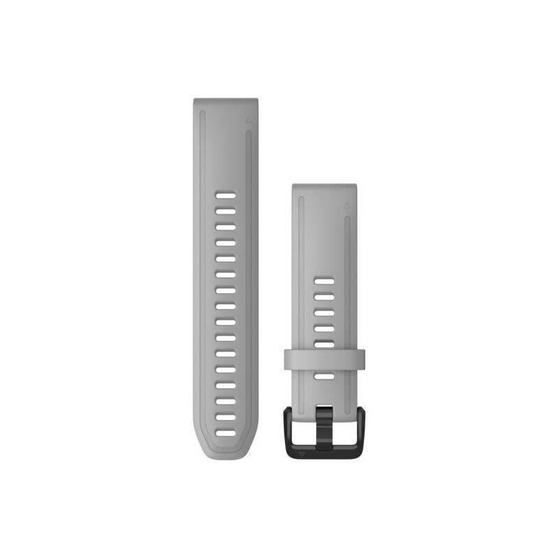 Řemínek Garmin QuickFit 20mm pro Fenix5S 6S, silikonový, šedý, černá přezka
