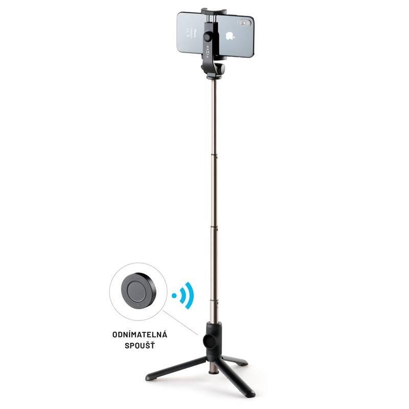 Selfie tyč FIXED Snap Lite s tripodem a bezdrátovou spouští černá