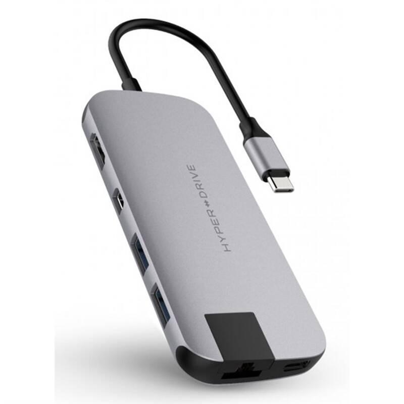 USB Hub HyperDrive Slim USB-C HDMI, 2x USB 3.1, Mini Display Port, USB-C, RJ45, SD, Micro SD šedý, USB, Hub, HyperDrive, Slim, USB-C, HDMI, 2x, USB, 3.1, Mini, Display, Port, USB-C, RJ45, SD, Micro, SD, šedý