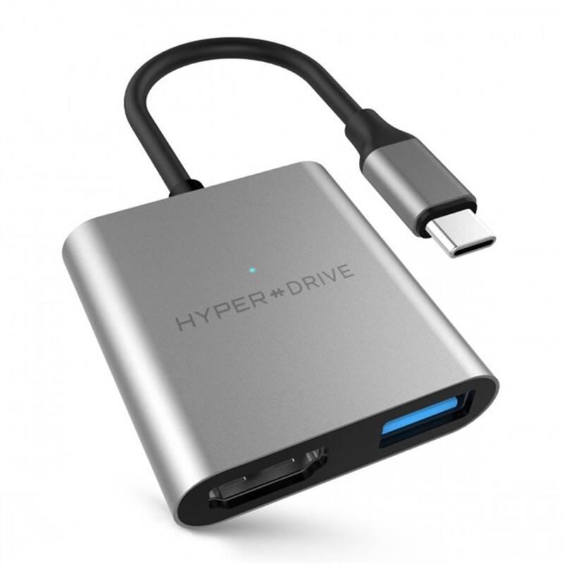 USB Hub HyperDrive USB-C 4K HDMI, USB 3.0, USB-C šedý